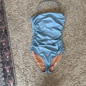 Blue Ruched One-Piece Swimsuit